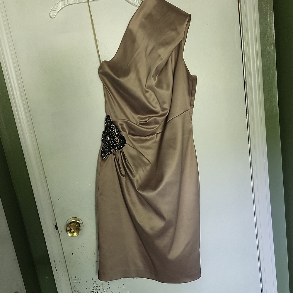 Elegant Taupe Satin Dress size 8